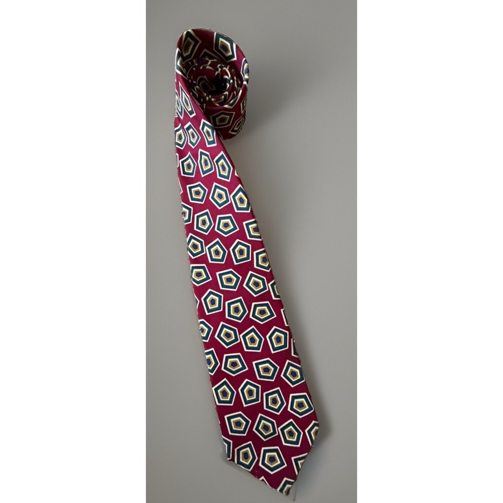 Polo Ralph Lauren Neckwear Tie Multi Color Geometric Made In USA 100% Silk JBHS
